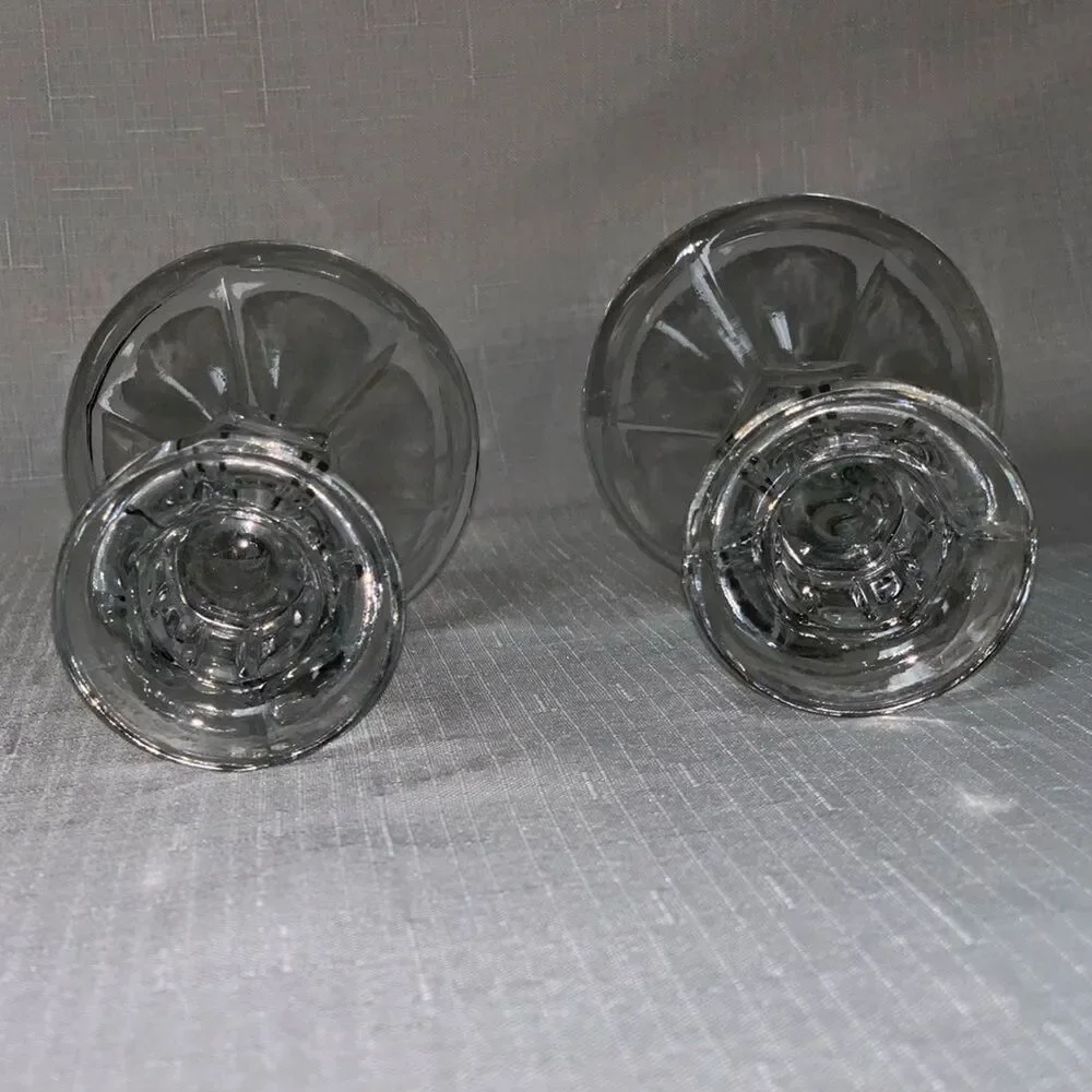 VINTAGE 2PCS Antique Crystal Clear Glass Candlestick Candle Holder Home Decor